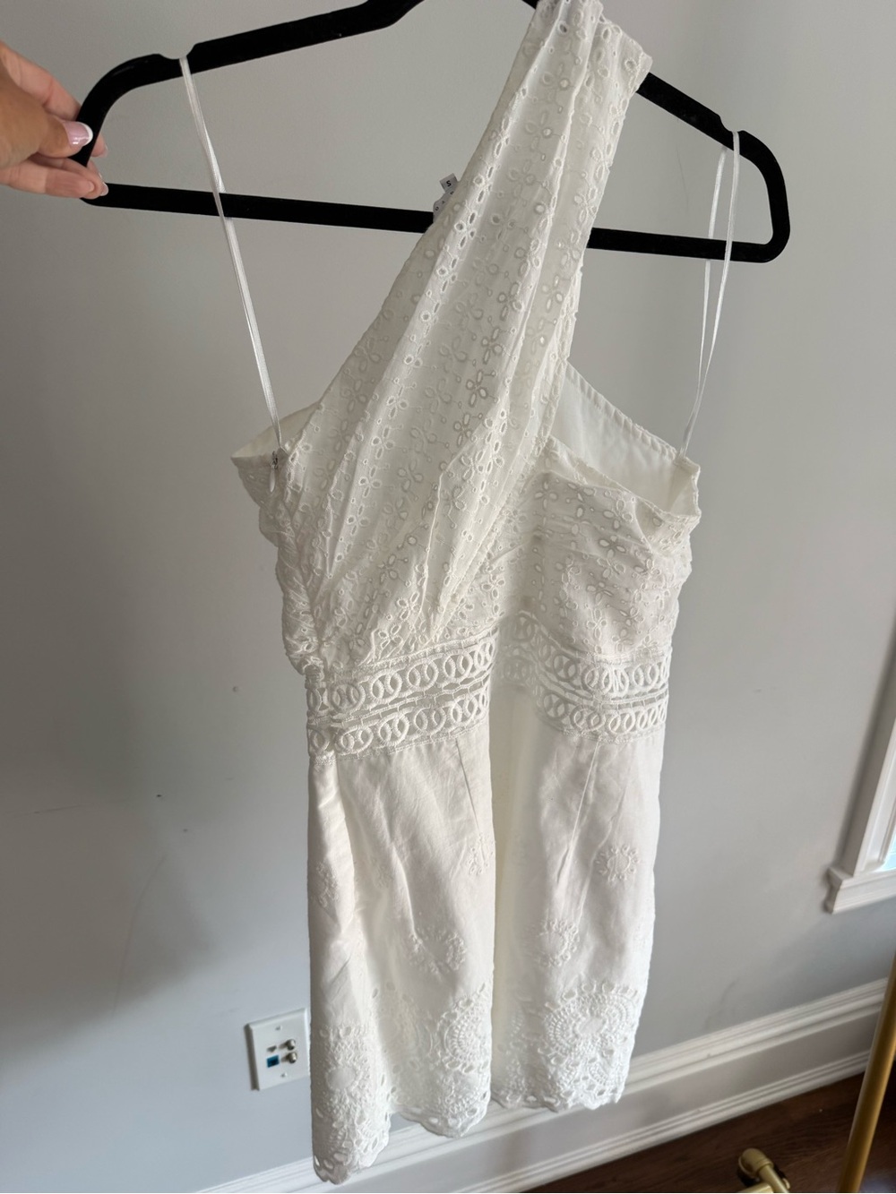 Endless Rose White Eyelet One-Shoulder Dress